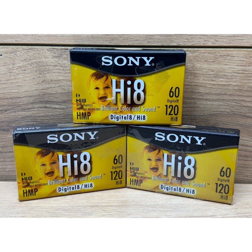 3-pack Sony Hi8 Digital 8 Metal Particle Video Tape 120 Mins New Sealed